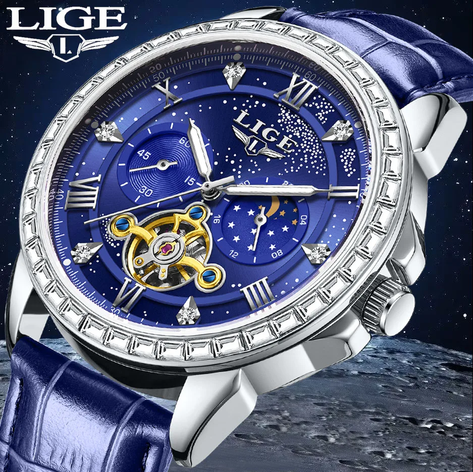 

2025 LIGE Top Brand Luxury Automatic Watch For Men Fashion Business Watch Men Waterproof Luminous Men's Mechanical Wristwatches