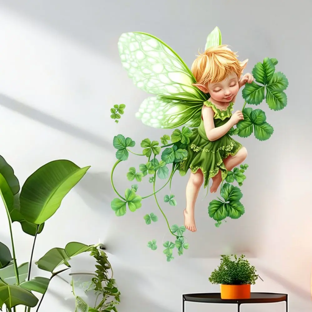 Decorative PVC Butterfly Girl Wall Sticker Cartoon Mural For Home Bedroom Dorm Living Room Wall Beautification