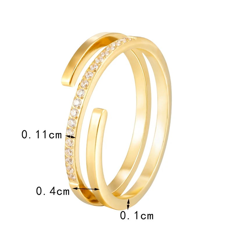 Crossover Von Doppel Schichten Form Cnc Micro-set Zirkon Ring Für Frauen Schmuck Edelstahl Ehering Großhandel Viele – Detail 7