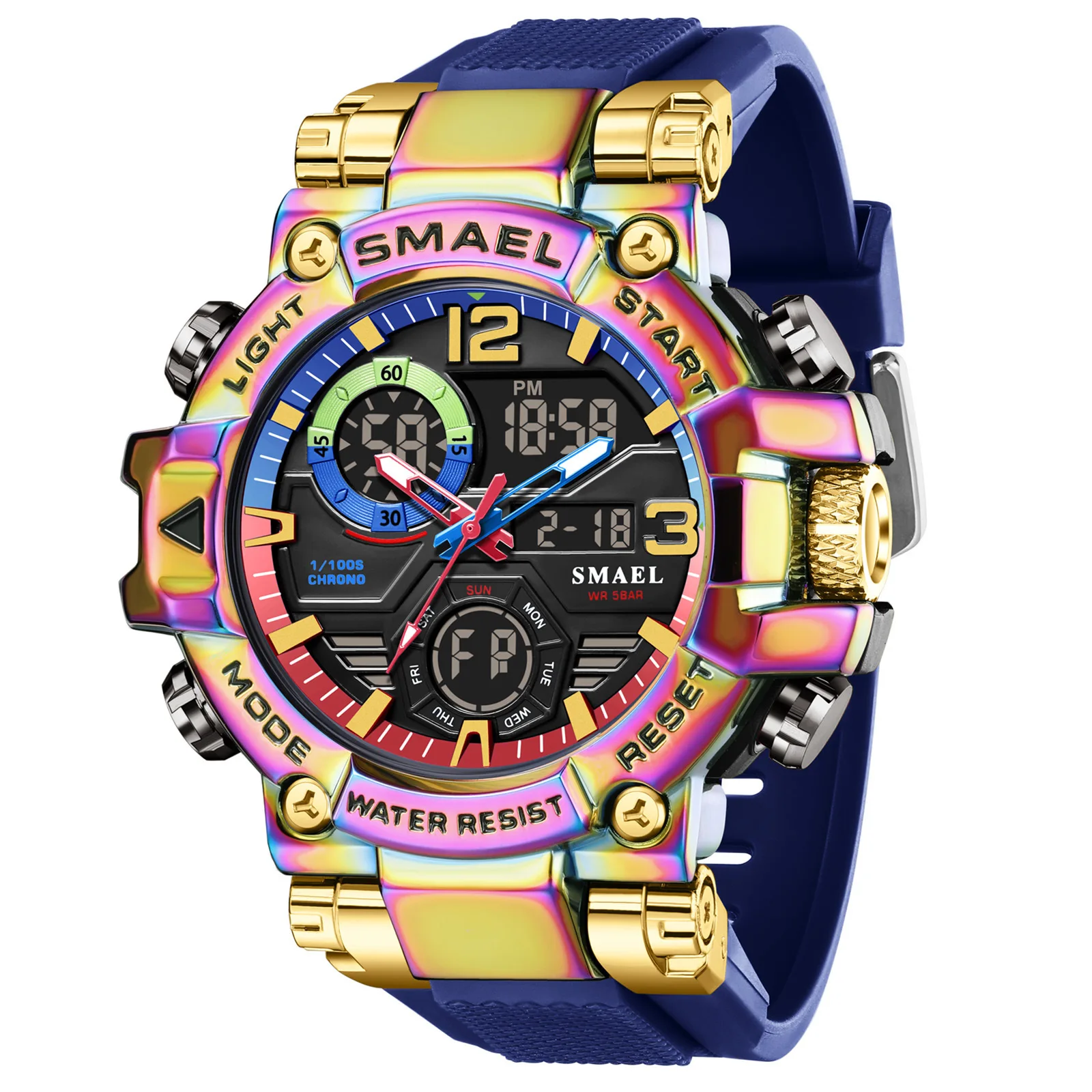 

SMAEL Sport Watches For Men Military Digital Watch 50M Waterproof Clock Uhr Luminous Hands Stopwatch White Wristwatch Band Reloj