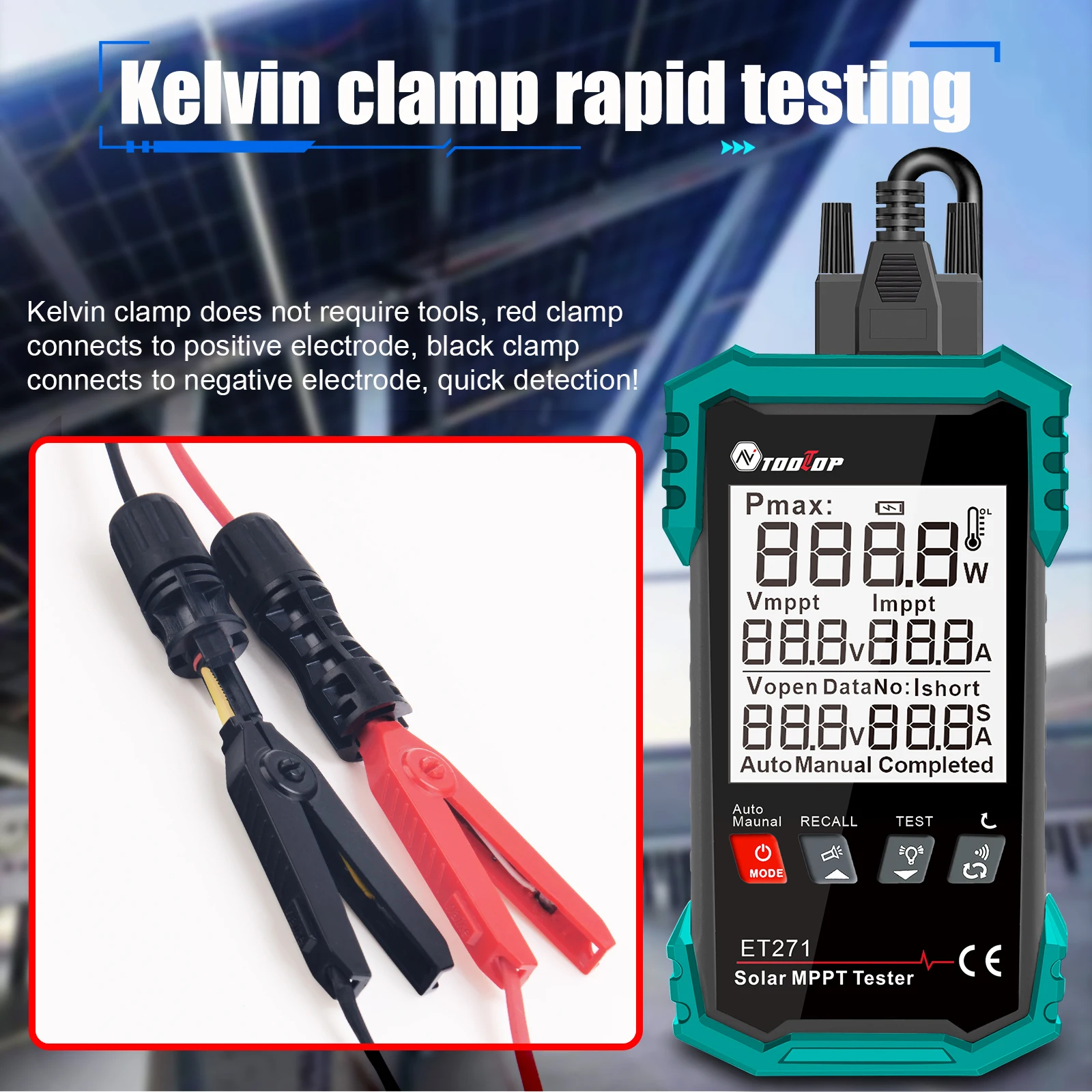 TOOLTOP panneau solaire Portable 2000W MPPT testeur stockage de données compteur d'énergie solaire photovoltaïque entretien de la batterie solaire