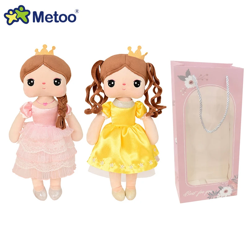 

15 Inch Beautiful Crown Princess Dolls with Box Soft Stuffed Baby Toys Plushies Birthday Gift Metoo Angela Dolls juguetes