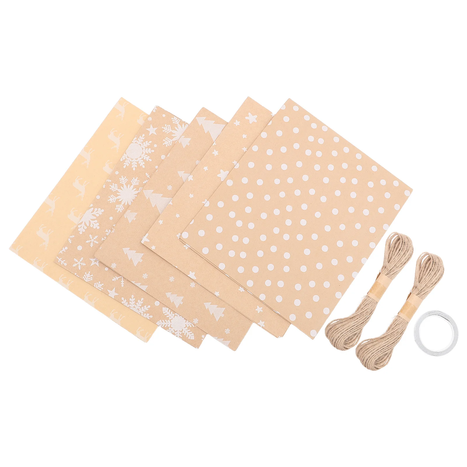 

5Pcs Christmas Wrapping Paper Kraft Paper Rolls Patterned Holiday Gift Wrap Floral Packaging Party Supplies Decorative