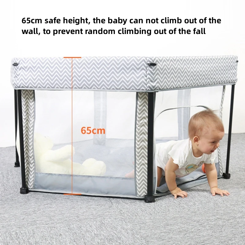 Portable lightweight folding storage mesh baby floor bed Indoor safety Child protection hexagonal fence play bed