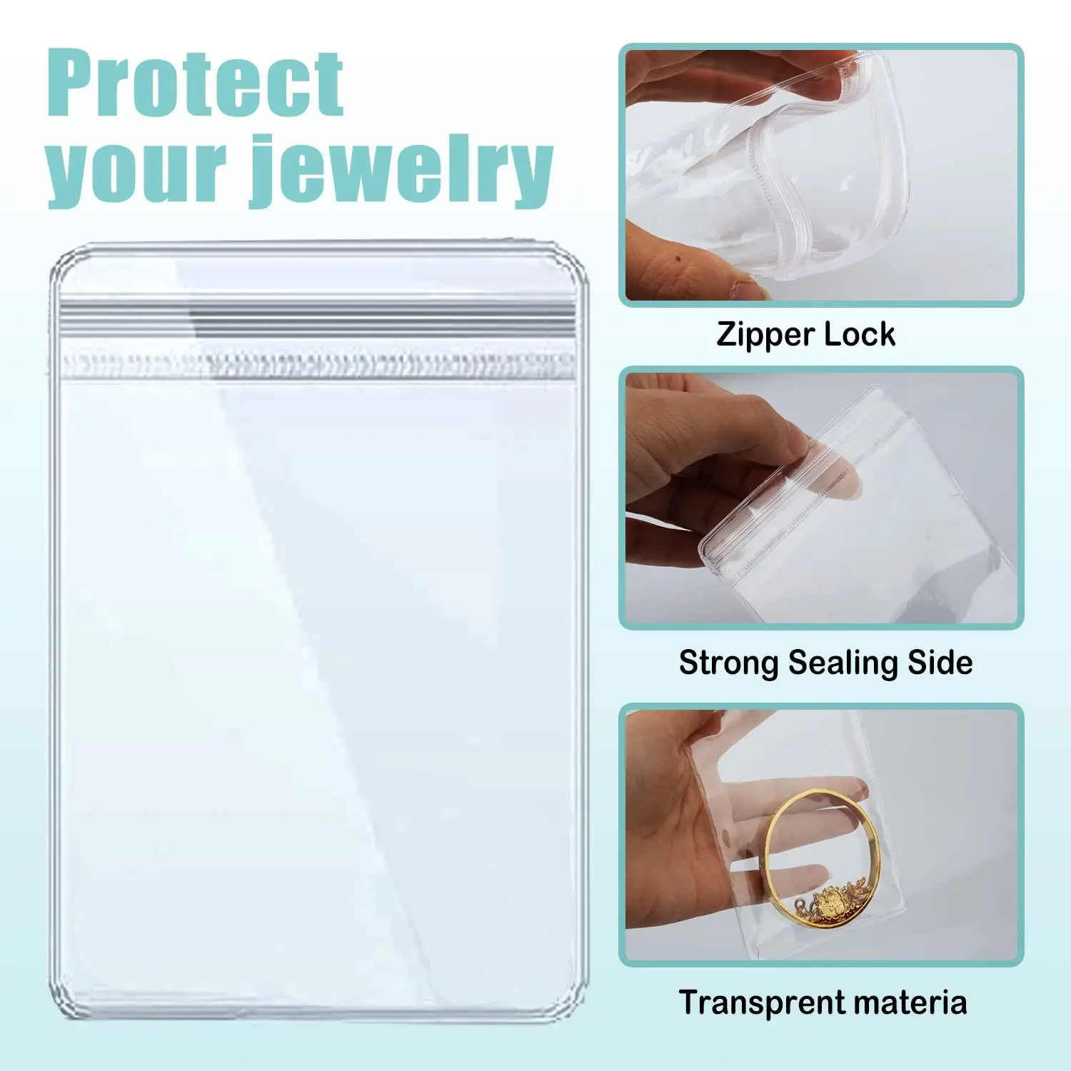 Jewelry Small Self-Sealing Plastic Zip Clear Bags PVC Clear Storage Bag for Storing Bracelets Rings Earrings Organizer (100PCS)