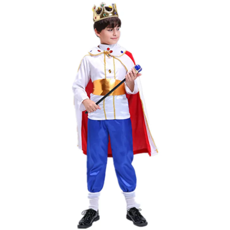 King Prince costumi Cosplay per ragazzi bambini Halloween Cosplay Dress Up mantello corona scettro Set Carnival Roleplay Party Outf  200000532