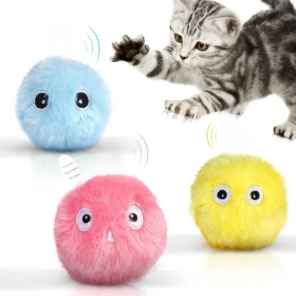 Interactive Ball Smart Cat Toys Plush Electric Catnip Training Toy Kitten Touch Sounding Pet Product Squeak Toy Ball