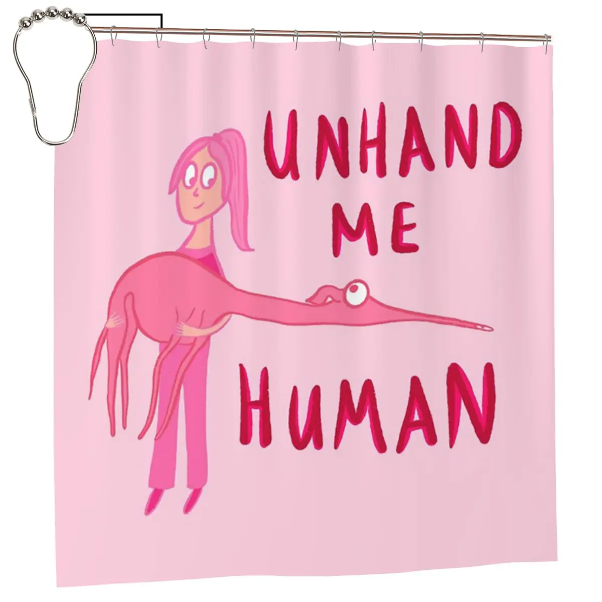 Unhand Me Human Shower Curtain Bathroom Polyester Waterproof Bath Curtains with Hooks