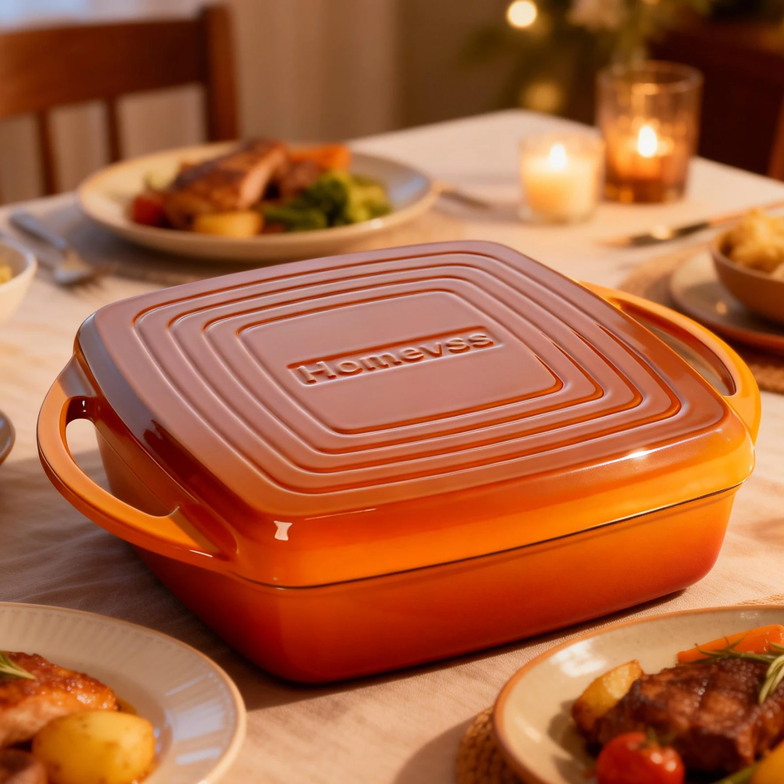 Orange Square High Quality Heavy Duty Cover Handle Kitchen Essential Cookware