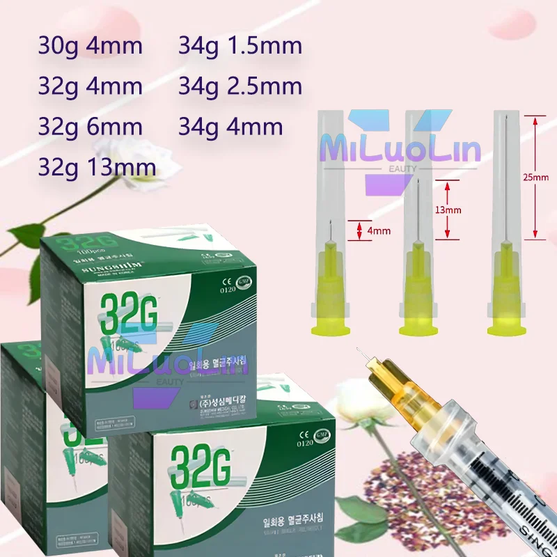 

30G 13MM 34G 4MM Sharp Tip Needle Me so Disposable Painless Small Needle Irrigator For Superfine Beauty Needle Eyelid Tool Parts