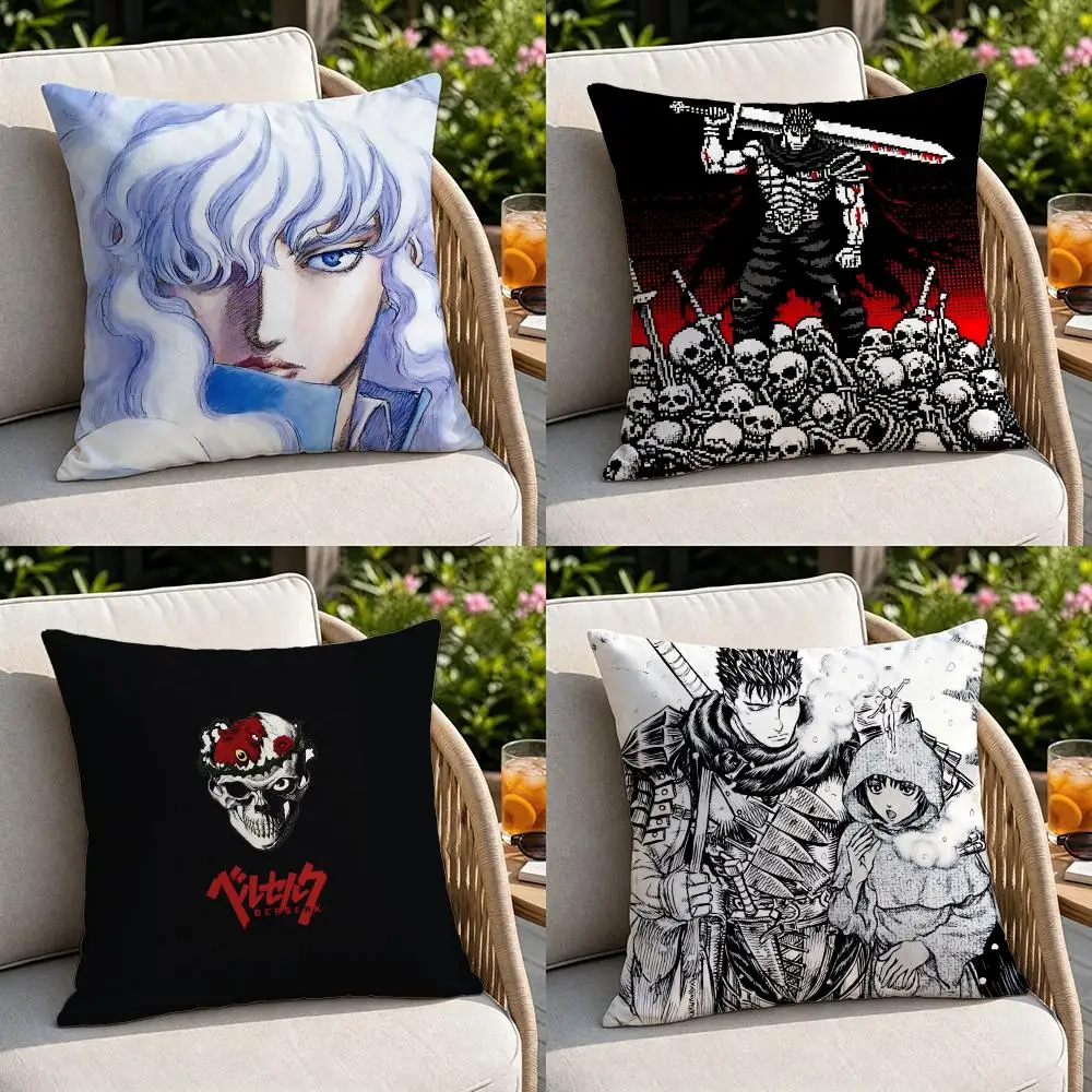 Manga-BerserkS Cushion Cover Soft Square Throw Pillow Covers Set for Sofa Bedroom Car Home Decoration