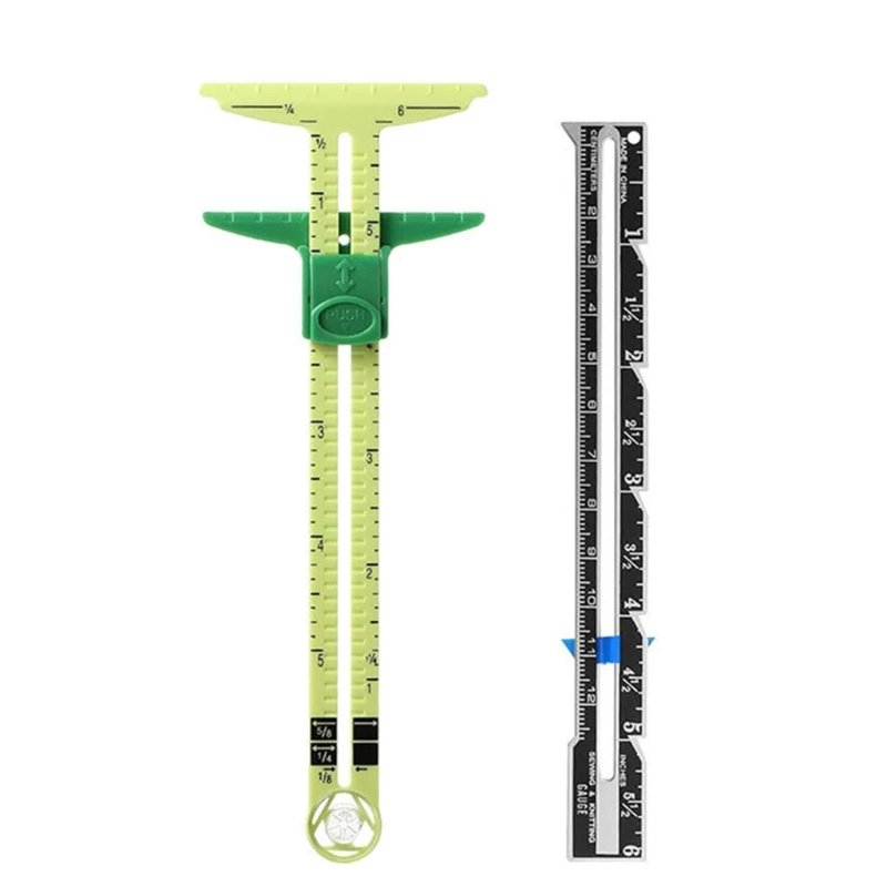 M6CF Sliding Gauge DIY Tool Home Seam Ruler Measuring Gauge Quilting Tailors Ruler