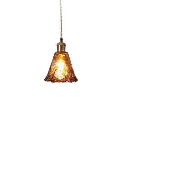 

Nordic retro Japanese brown chandelier, brown glass personalized simple bed and breakfast room bar nostalgic bedside lamp