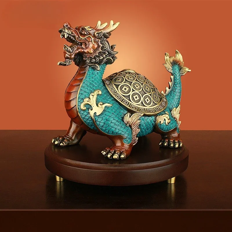 Good Omens Home Company Royal COPPER fortune Dragon turtle statue GOOD LUCK thriving business money Success