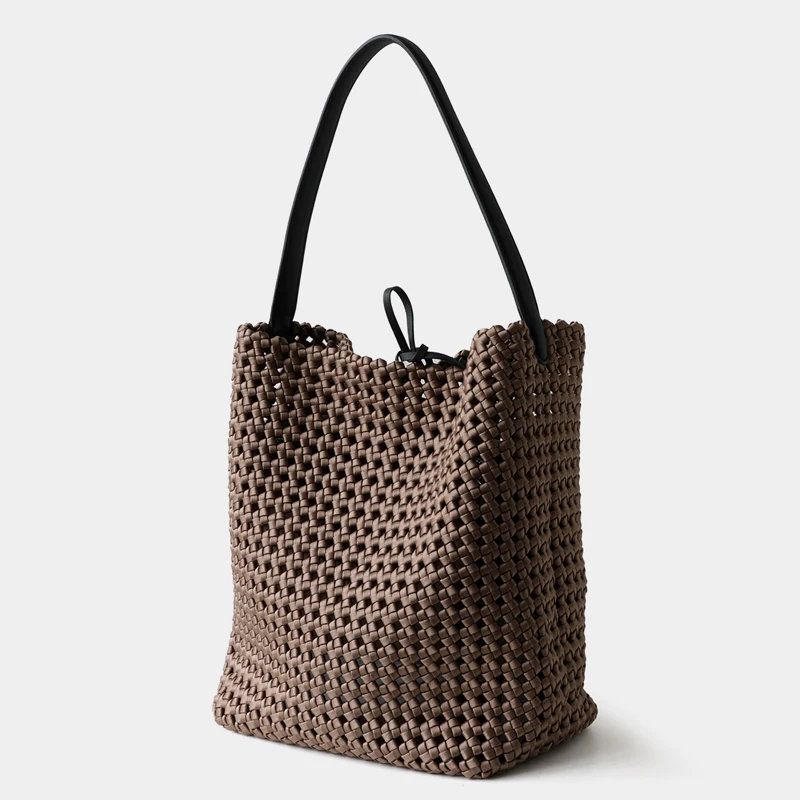 

Genuine Leather Tote Bags For Women Luxury Designer Handbags Purses 2025 New In Polyester Woven Cowhide Strap Underarm Shoulder