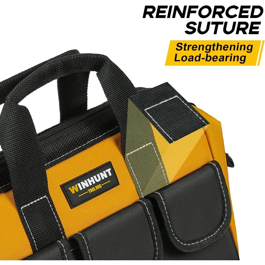 Borsa per attrezzi gialla con dimensioni di 31 cm e 12 pollici realizzata da un durevole tessuto in poliestere 1680D perfettamente adatto per gli appassionati di fai da te