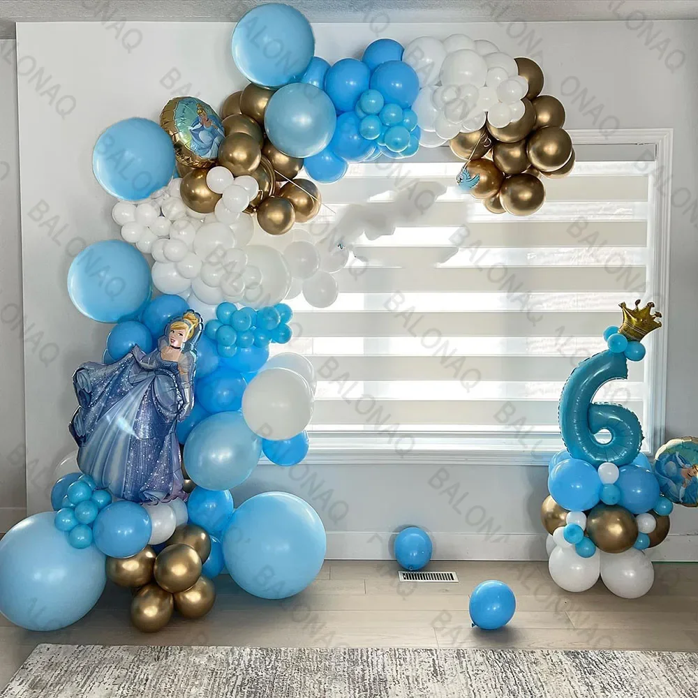 110pcs Disney Cinderella Princess Foil Balloons Arch Garland Kit Girl Birthday Baby Shower Party Decorations Air Globos Supplies