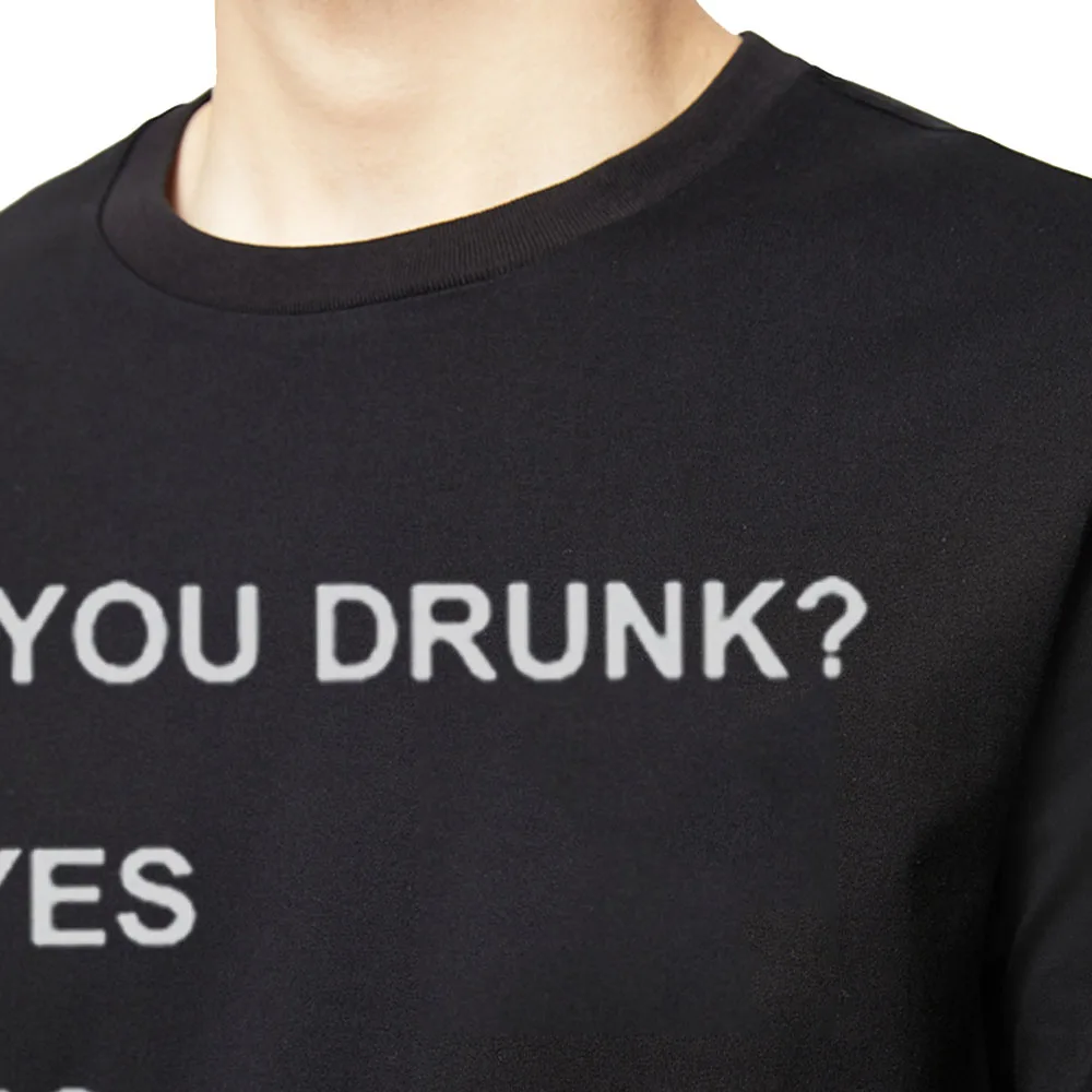 Drink Funny Are You Drunk Yes No Letters Print T-shirt Joke Casual Casual Men Short Sleeve Cotton Tshirt