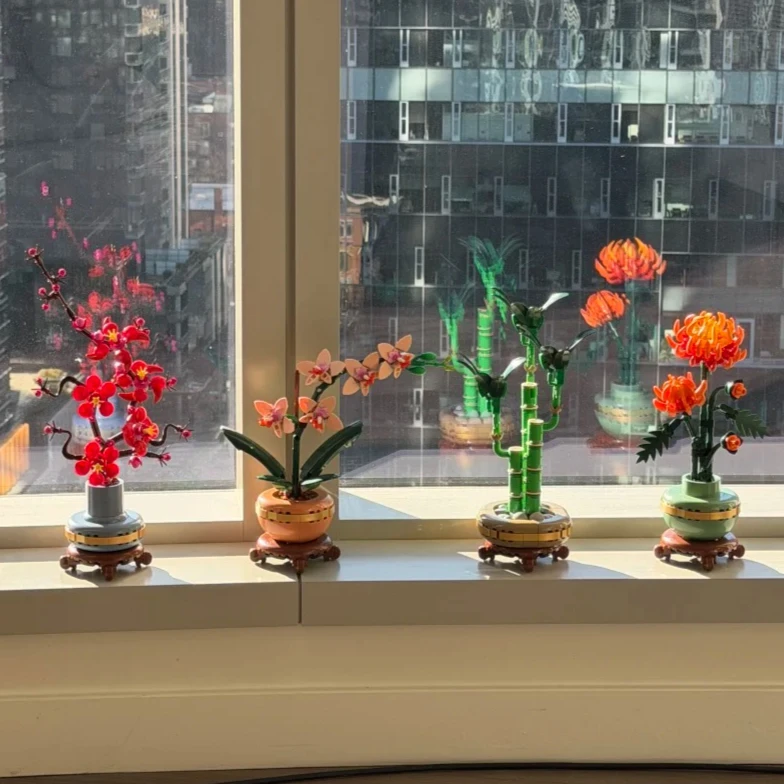 

Наборы строительных блоков «Цветы и растения» 10368, 10369, 10344, 10343, совместимые с деталями Lego, подходят для рождественских подарков