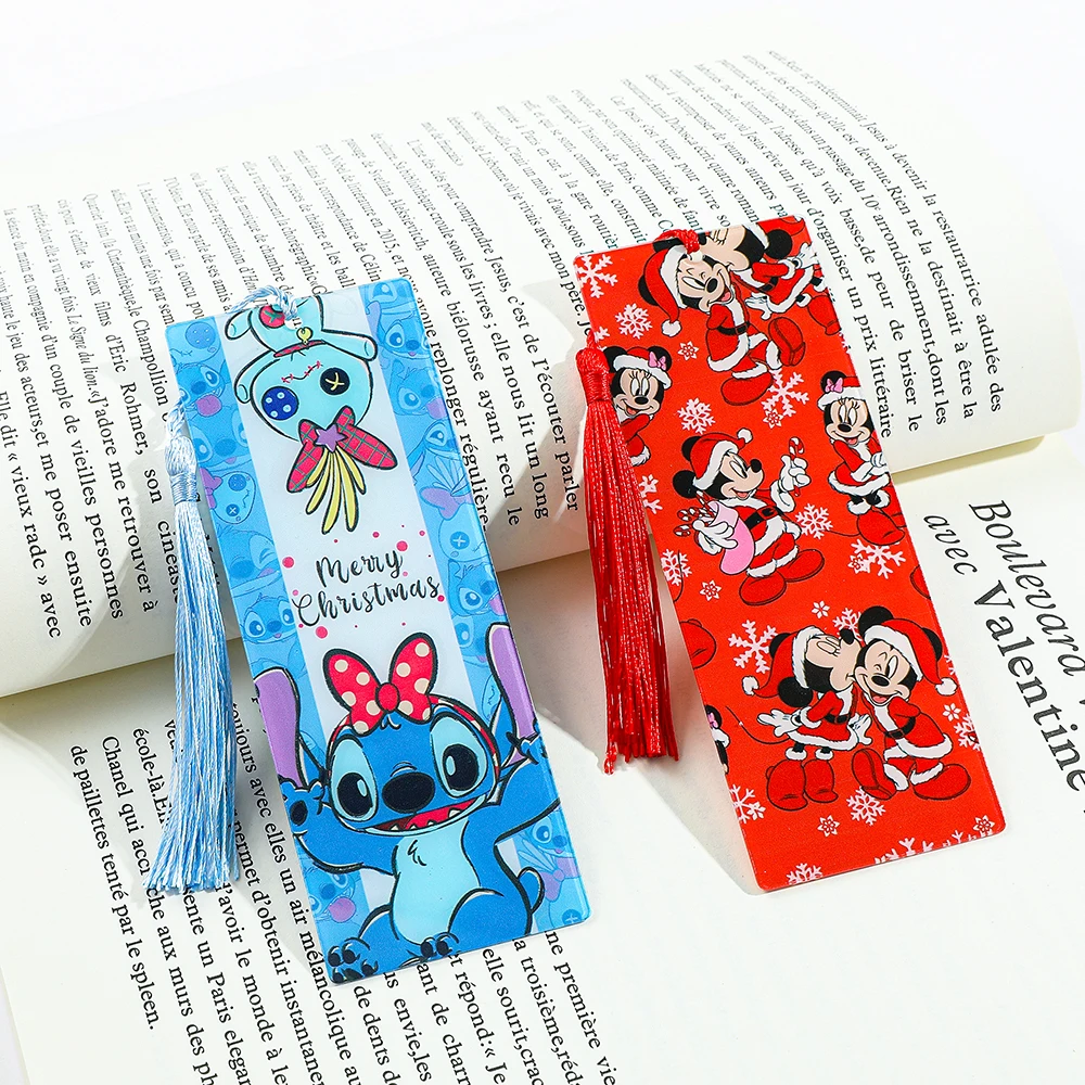 1Pcs Cute Stitch Tassel Bookmark Acrylic Disney Bookmarks For Fans Collection Reading Marker Family Friends Girls Birthday Gift