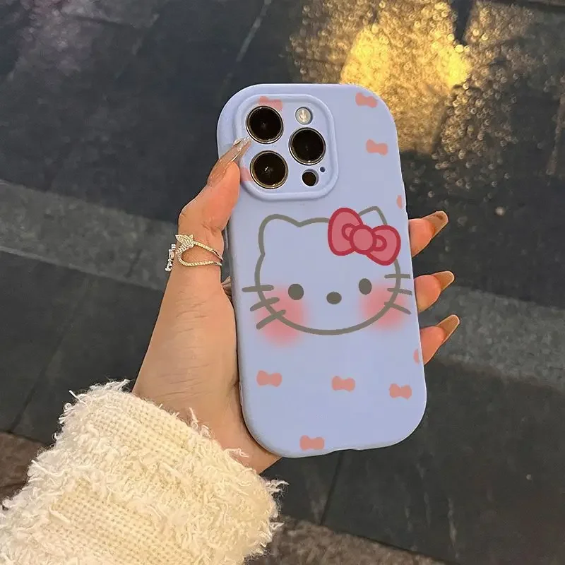 Kawaii Hello Kitty Silicone Case for IPhone 16 15 14 13 12 11 XS/XR 7/8 Pro Max Sanrio Anime Fashion Creative Protective Cover