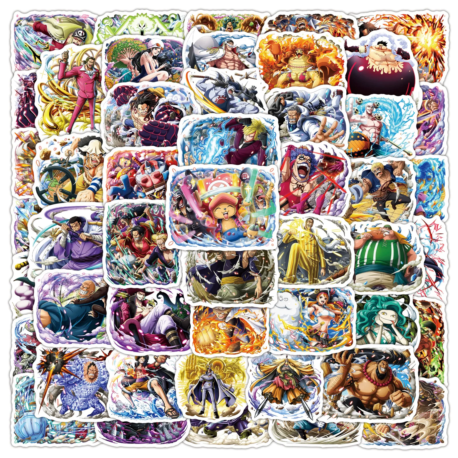 

60/120PCS Hot-blooded Anime One Piece Cartoon Sticker DIY Phone Laptop Luggage Skateboard Graffiti Decals Fun for Kid