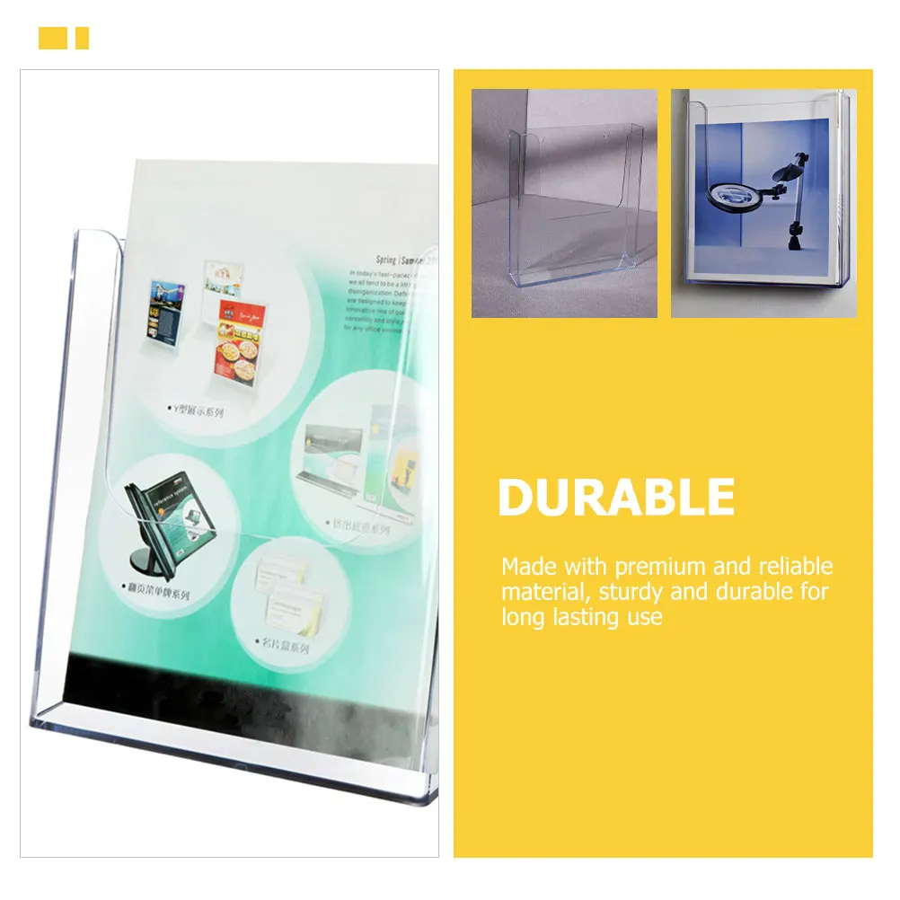 

1 шт., прозрачный держатель для файлов, прозрачный настольный органайзер, вертикальная папка для хранения файлов для офисных документов, подставка для журналов, брошюры