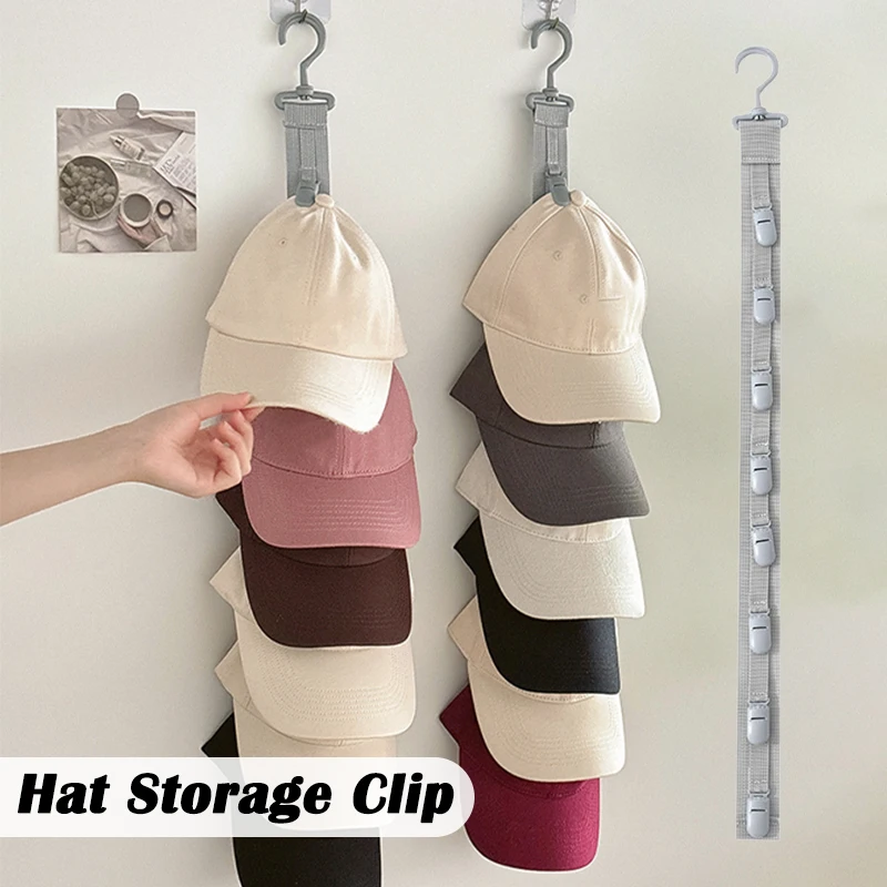 1PC Hanging Rope Cap Storage Clips Baseball Hat Organizer Display Stand Home Decor Cap Holder For Closet Or Home Storage