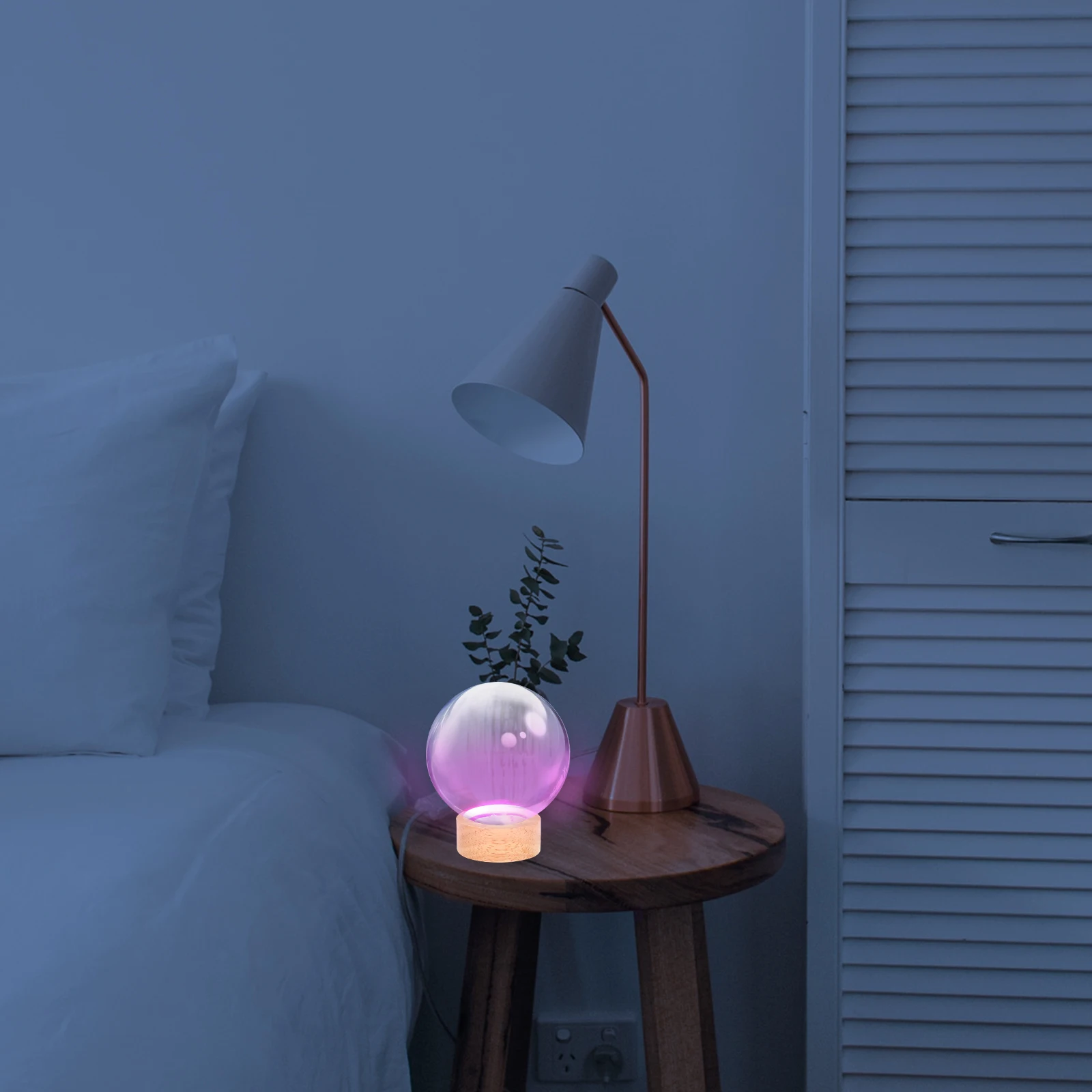 

Wood Display Stand 2cm Thick 6cm Wide LED Light for Crystal Art Small Night Lamp Desk Base Sphere Holder Lighted Base
