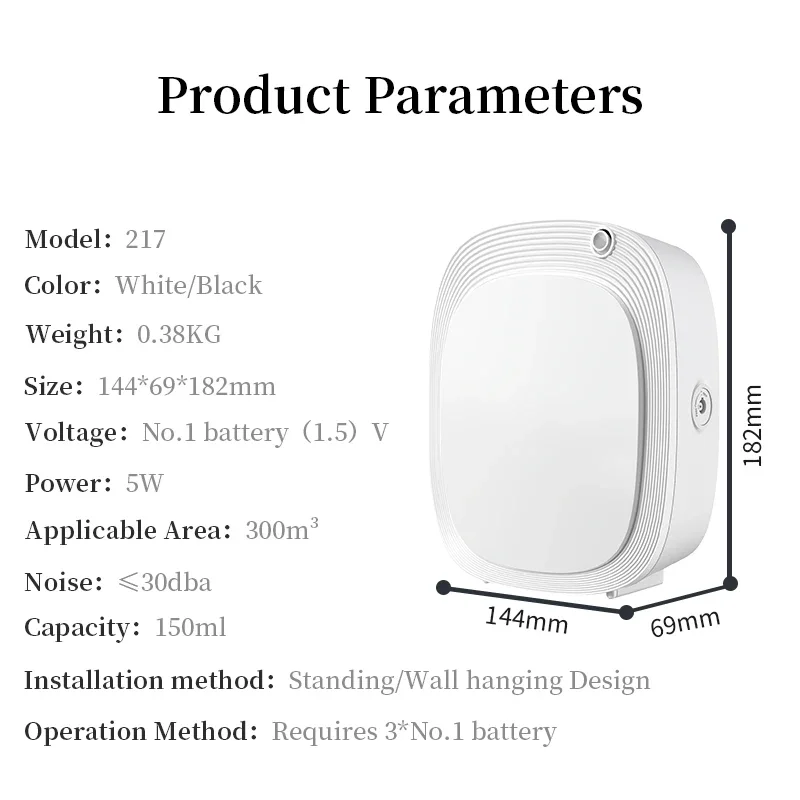 Namste バッテリー アロマセラピー 加湿器 ディフューザー 壁掛け USB エレベーター、バスルーム、オフィス、その他のスペースで使用可能