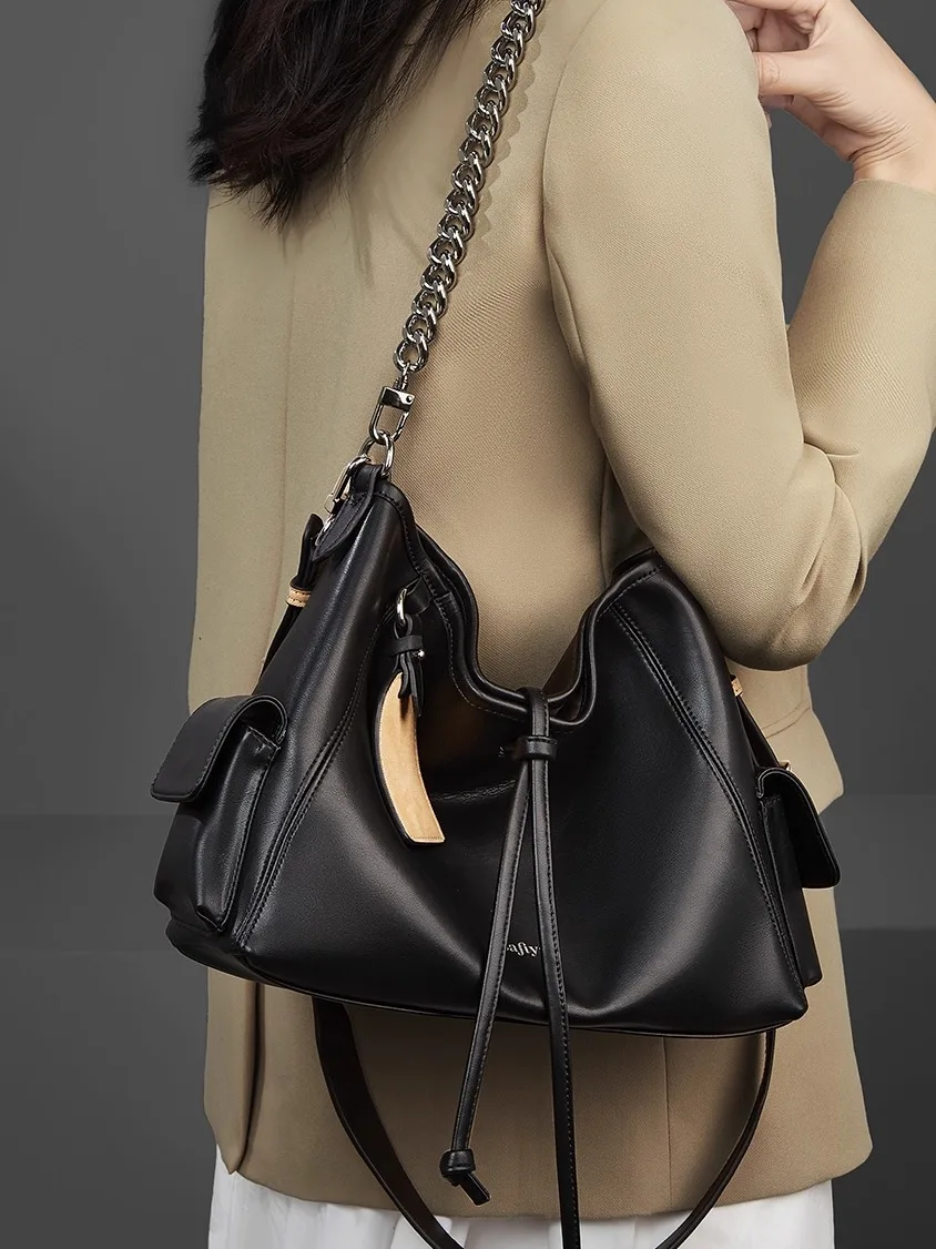 

Кожаная сумка-хобо для женщин, вместительная сумка-тоут для поездок на работу, большая сумка через плечо, осенне-зимняя новинка, стильная и модная.