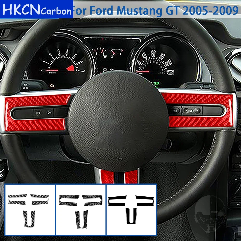 

Для Ford Mustang GT 2005 2006 2007 2008 2009, аксессуары из углеродного волокна, внутренняя отделка панели рулевого колеса, наклейка, украшение