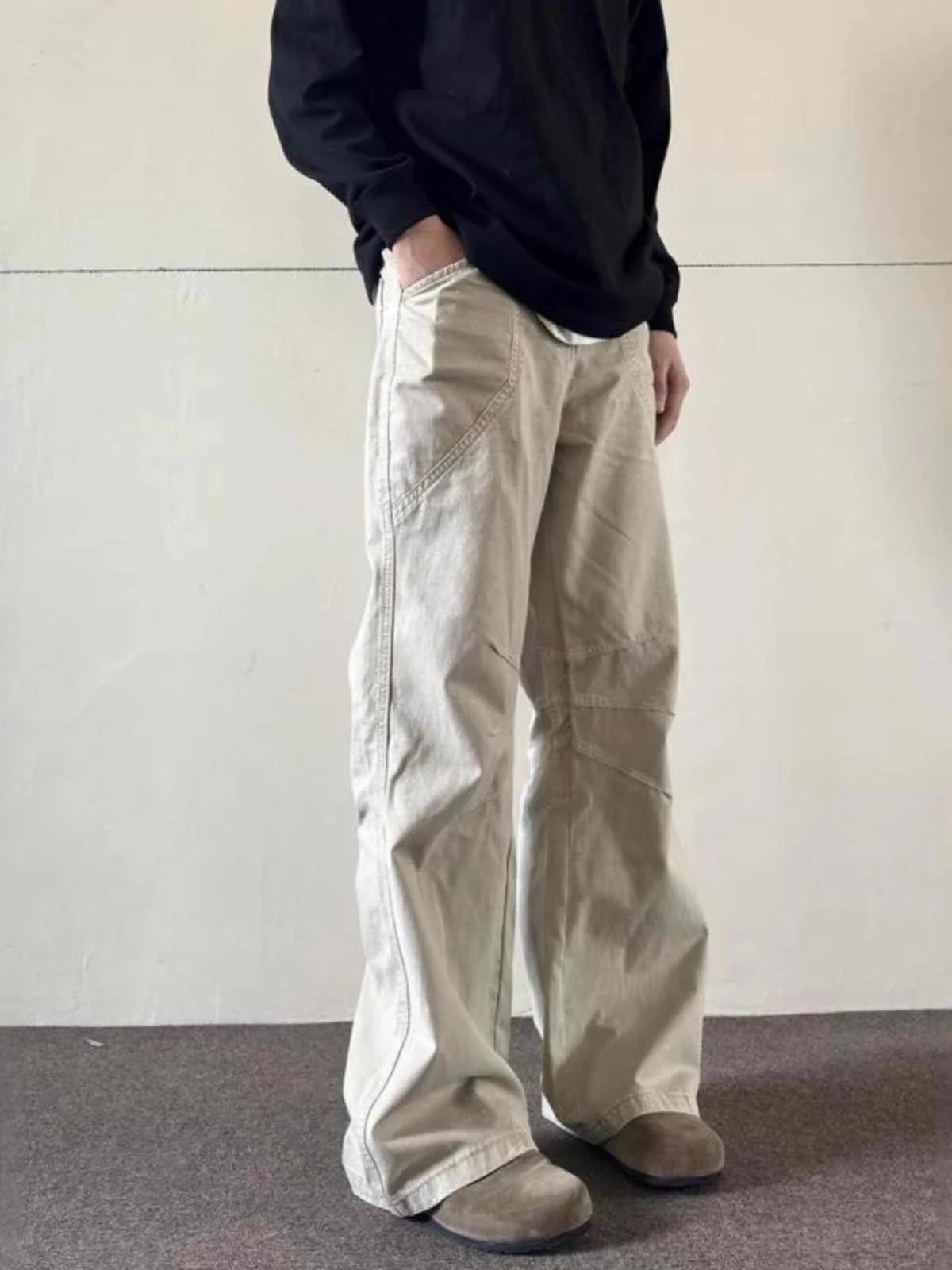 

Vintage Waed Loose Straight Leg Casual Pants Men's Versatile Workwear Trousers Classic CleanFit Long Pants for Teens