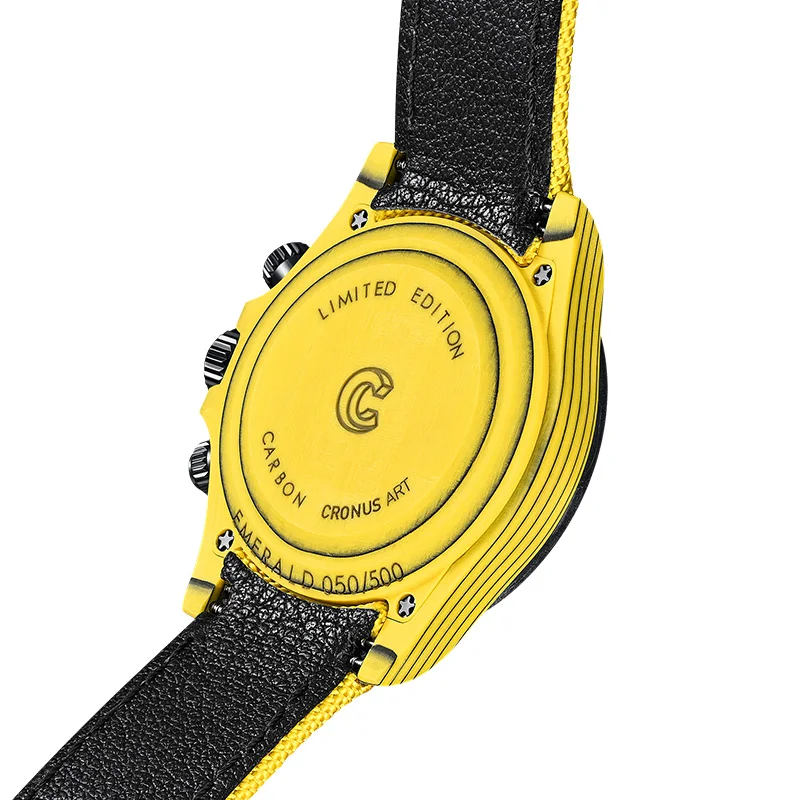 CRONUSART Orologio automatico da uomo Cronografo da 40 mm Orologio da polso meccanico Cassa in fibra di carbonio Luminou Tripla piccole finestre