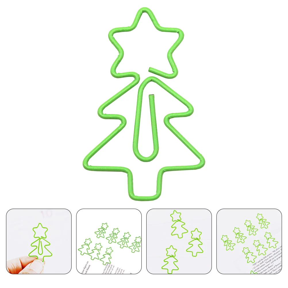 30 Pcs Paper Clips Vivid Metal Paperclip Bookmarks Christmas Tree Binder Clips for Office and School Small Paper Clips for Memo