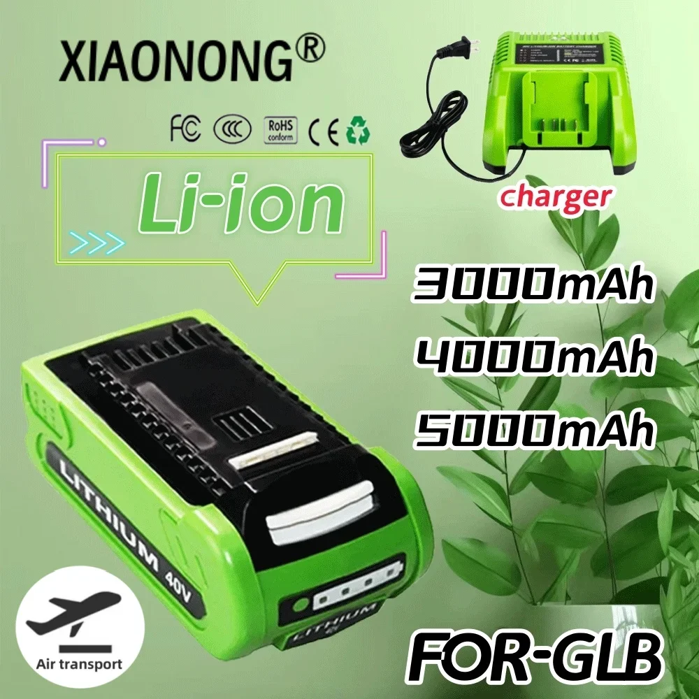 Li-ion Rechargeable Battery 40V 4000Mah For Greenworks 29462 29472 29282G-Max Gmax LawnmoWer Power Tools With charger