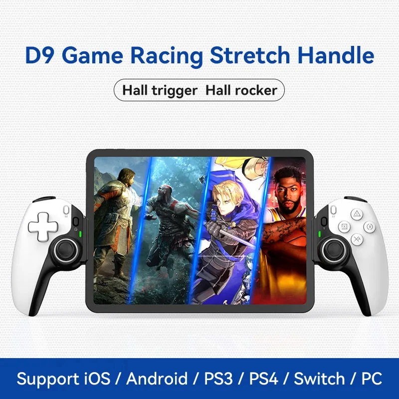 D9 Telescopic Game Controller RGB Light Mobile Phone Gamepad With Turbo/6-axis Gyro/Vibration For Android IOS PS3 PS4 Switch PC