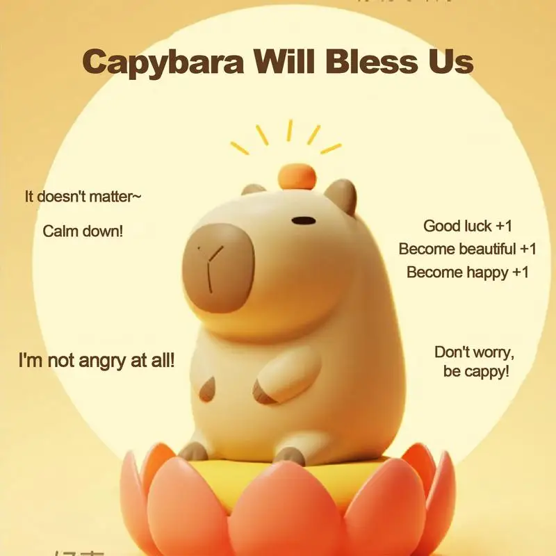 Cute Capybara Light Night Lights USB Rechargeable Capybara Shape Touch Control Soft Silicone Lamp for Kids Creative Gifts