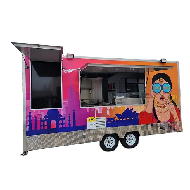 Fully Equipped Fast Food Trailer with Water and Hot Dog Station, Mobile Italian Ice Cream Cart for Street Service