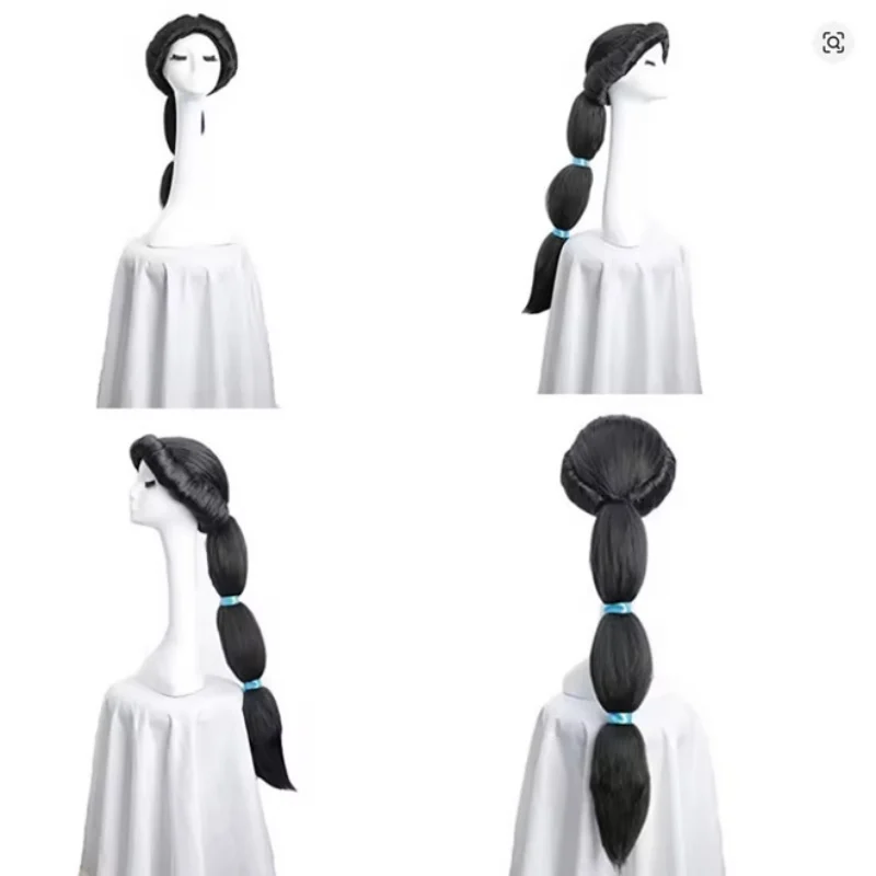 

Anime Aladdin Wigs Cosplay Jasmine Princess Black Wavy Cosplay Wigs Party Cosplay Synthetic Hair Costume Grils + Wig Cap