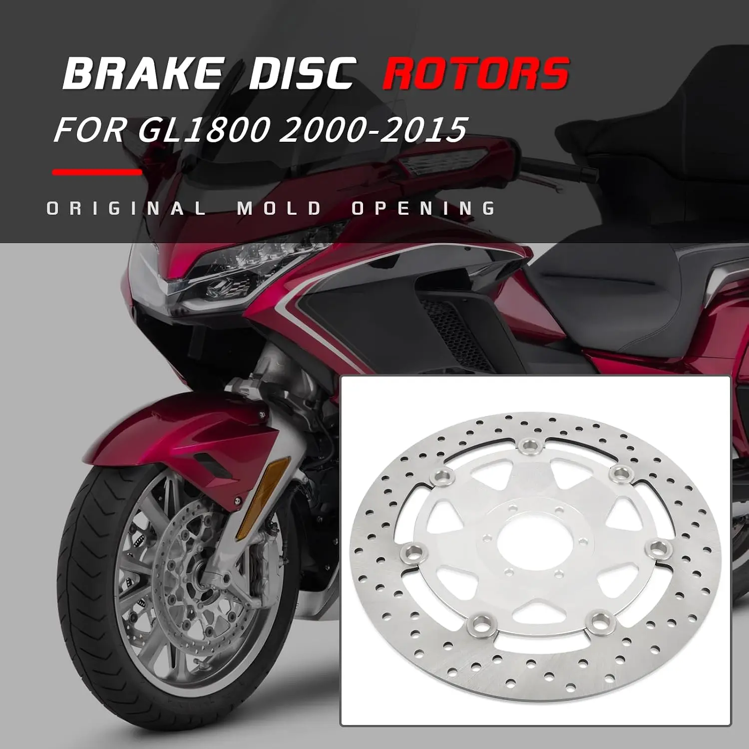 Worldmotop 2 Piece Front Brake Disc Rotors for Honda Goldwing 1800 GL1800 2001-2017 Right and Left (For GL1800)
