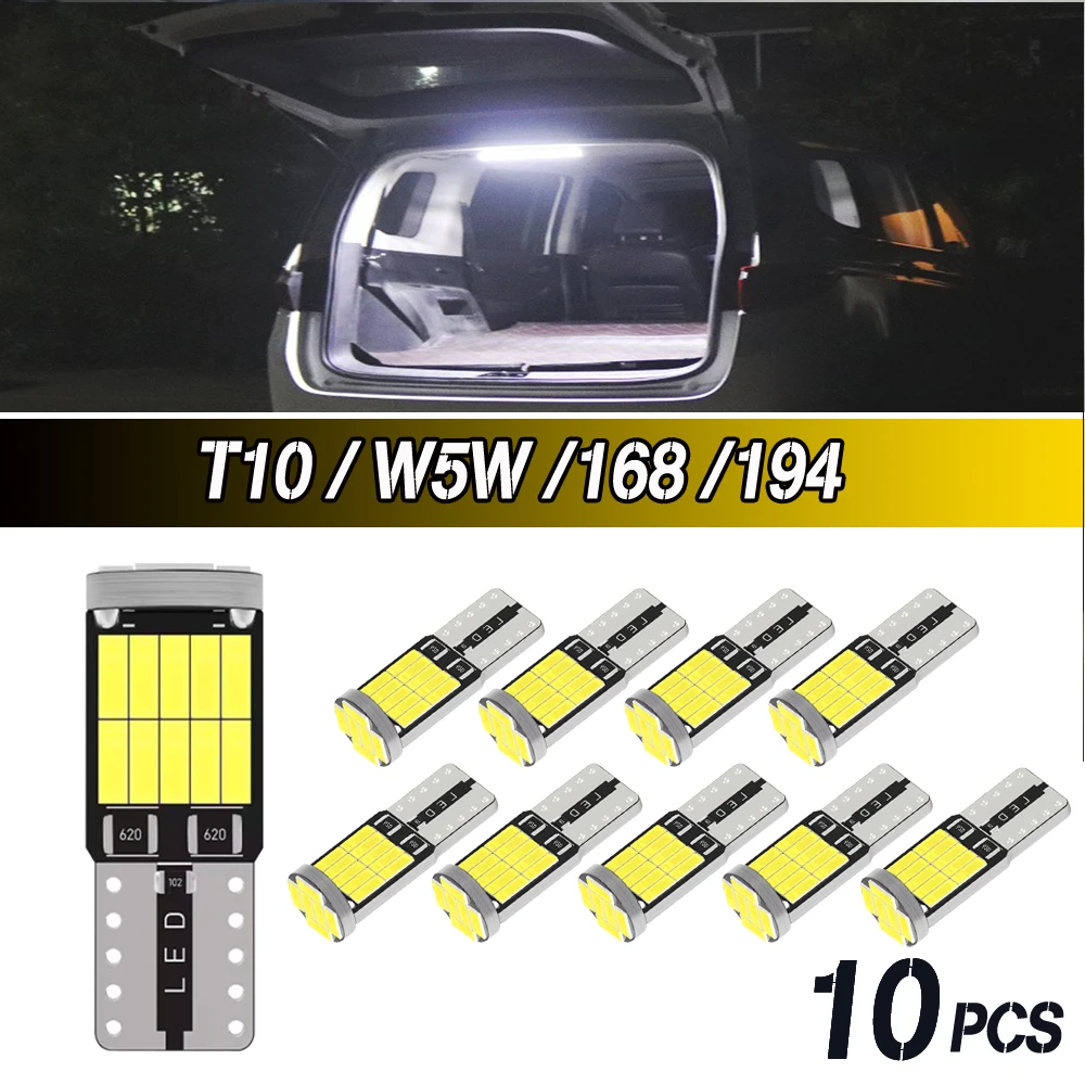 10x W5W LED-Glühbirne T10 194 168 LED Canbus Fehlerfrei Auto Parklicht Positionsleuchte Innenbeleuchtung Weiß 6000K