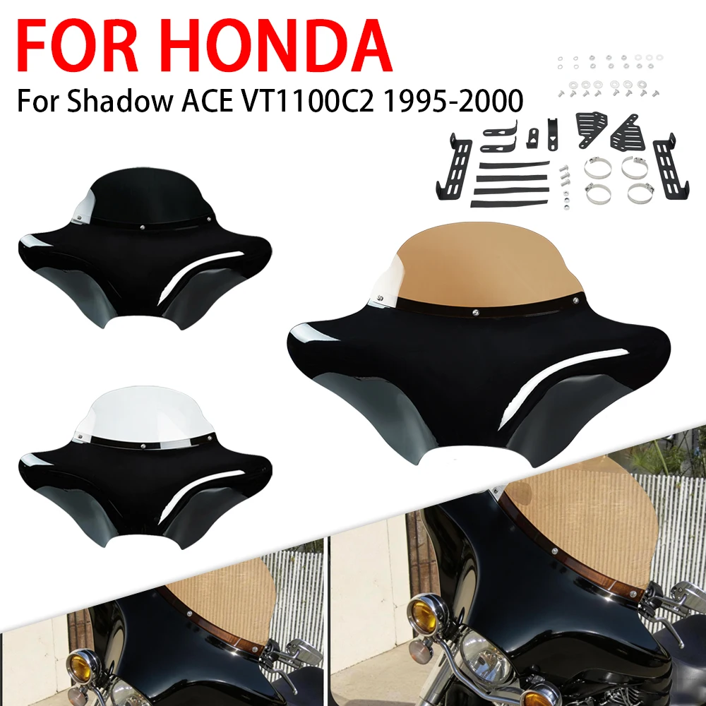 

Прозрачное ветровое стекло-обтекатель Batwing, внешняя передняя накладка Batwing для Honda Shadow ACE VT1100C2 Sabre Valkyrie GL1500C GL1500CD