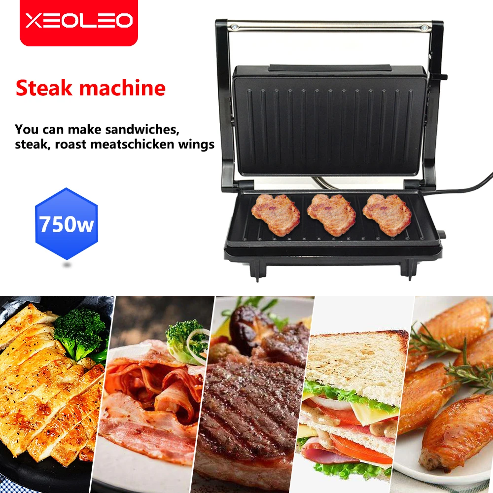 

XEOLEO Panini Sandwich Maker Breakfast Machine Mini Barbecue Sausage Household Burger Toast Steak Grill Cooking Utensils Bread