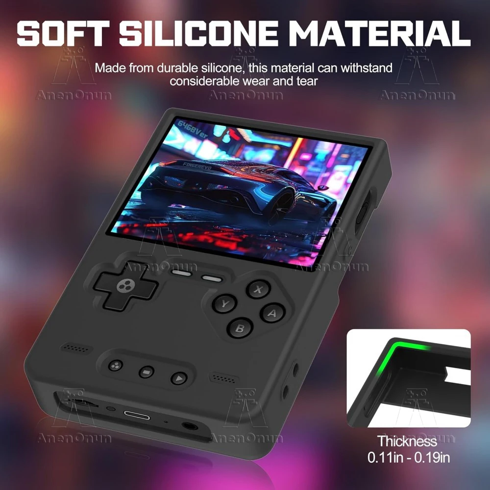 Trimui Brick Funda de Silicona con Cordón A Prueba de Golpes Antiarañazos Durable Piel de Carcasa Suave Cubierta Protectora de Agarre Antideslizante - Negro