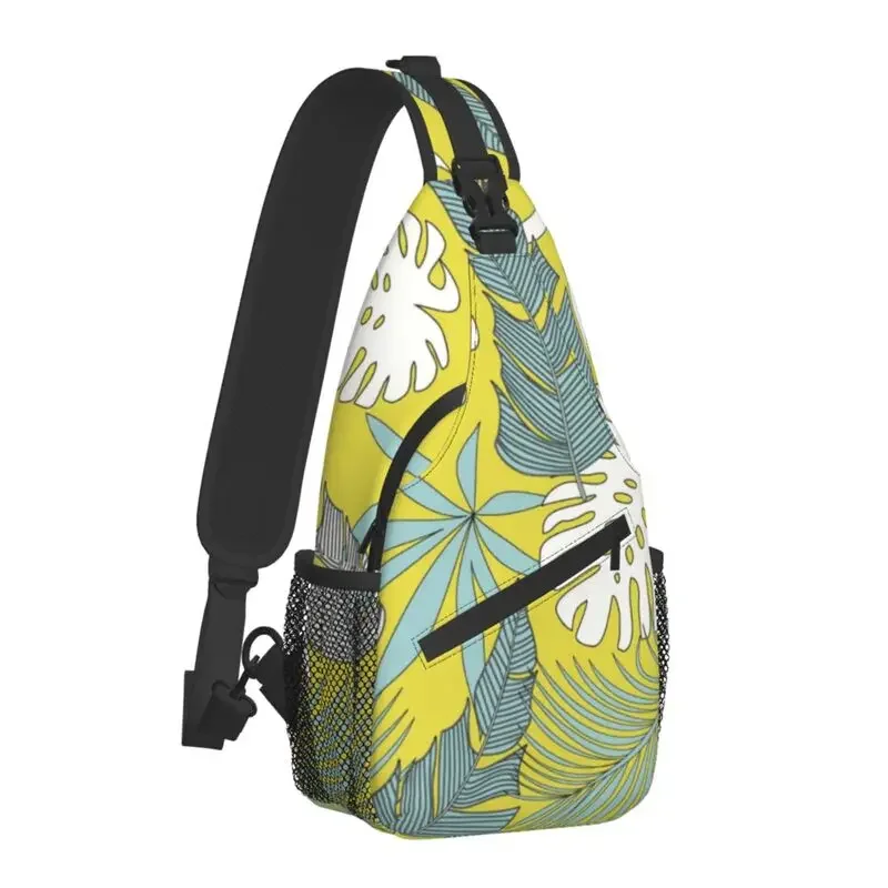 Cool Hawaiian Paradise Tropical Plants Sling Crossbody Backpack Men Summer Leaves Shoulder Chest Bags for Travel Cycling