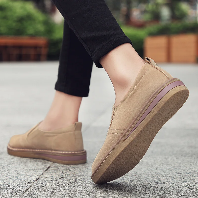 New Spring Flat Women's Shoes Suede Leather Casual Shoes Low Heel Black Women's Shoes Flat Loafers Jazz Oxford