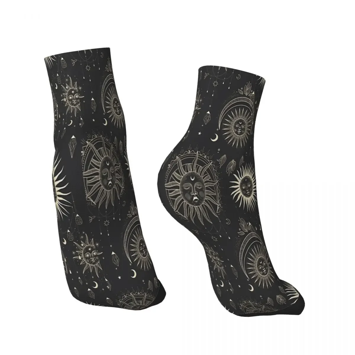 Sun Moon And Stars Ankle Socks Male Mens Women Spring Stockings Polyester