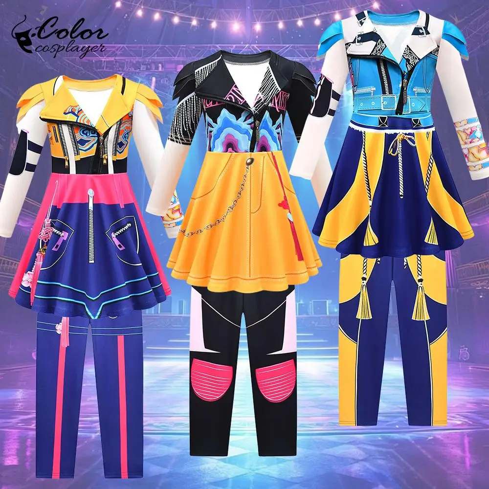 

Kpop Demon Hunters Dress Girl Cosplay Pants Set Mira 2Pcs Suit Anime Dress Halloween Stage Performance Show Outfit Girl Clothing