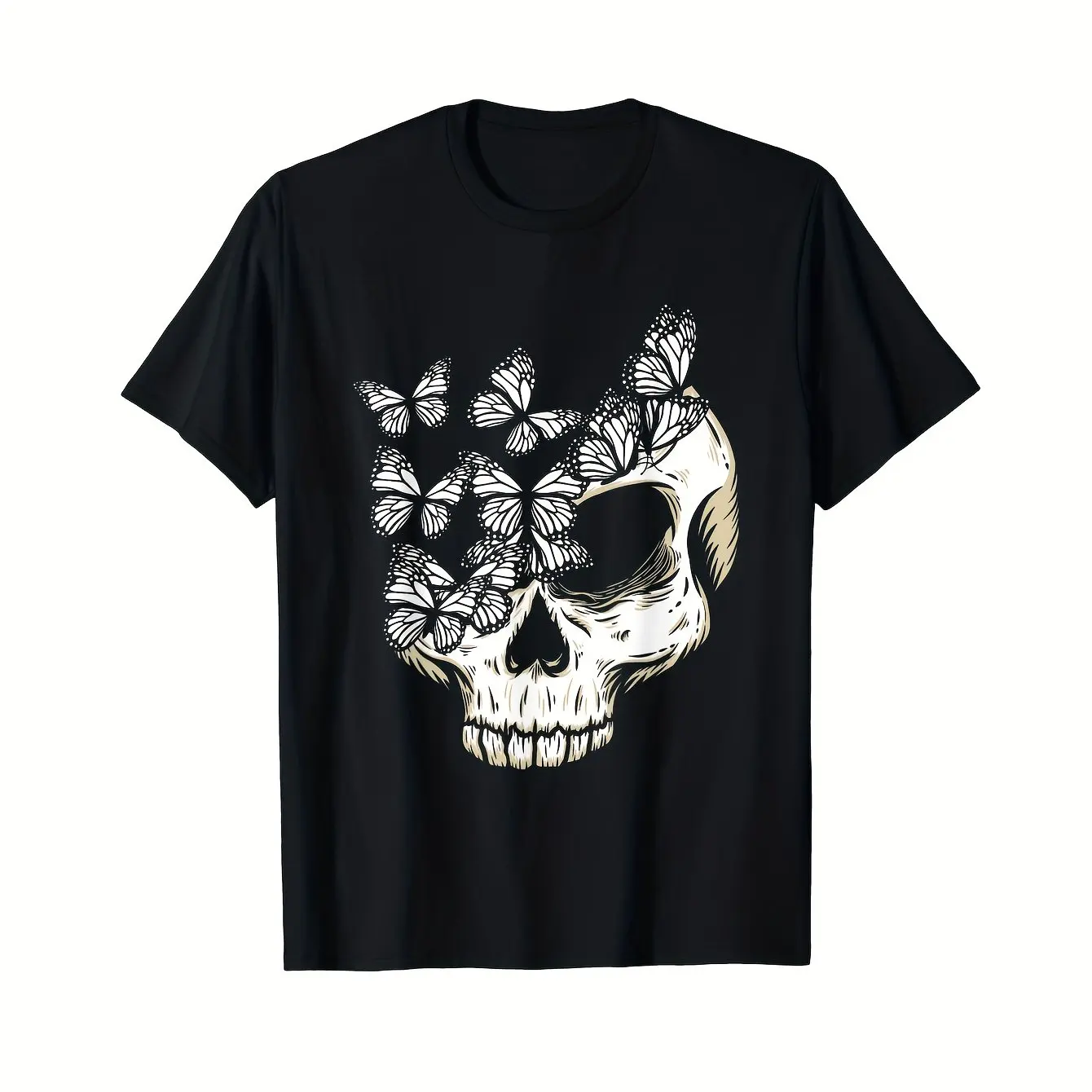 

Butterfly Skull Graphic Printing Summer Autumn Winter Cotton Men's and Women's T-shirts Short Sleeves Luxury Outdoor Sports